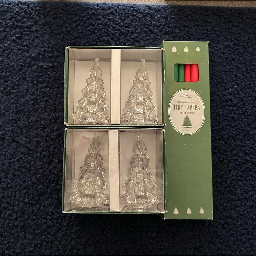 Williams Sonoma 🌲 Christmas Tree 🌲 candle holder w/ with new taper candles - Picture 1 of 5